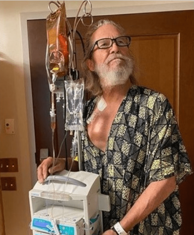 Jeff Bridges durante un tratamiento de quimioterapia. Foto: Instagram/Jeff Bridges