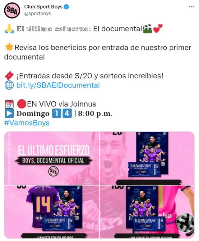 "El último esfuerzo: El documental". Fuente: Twitter