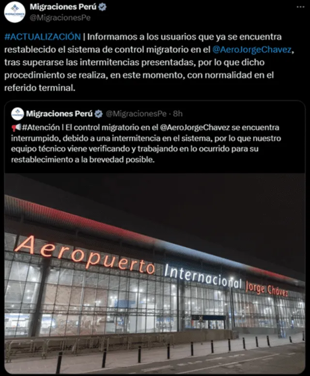 Migraciones Perú vía X   