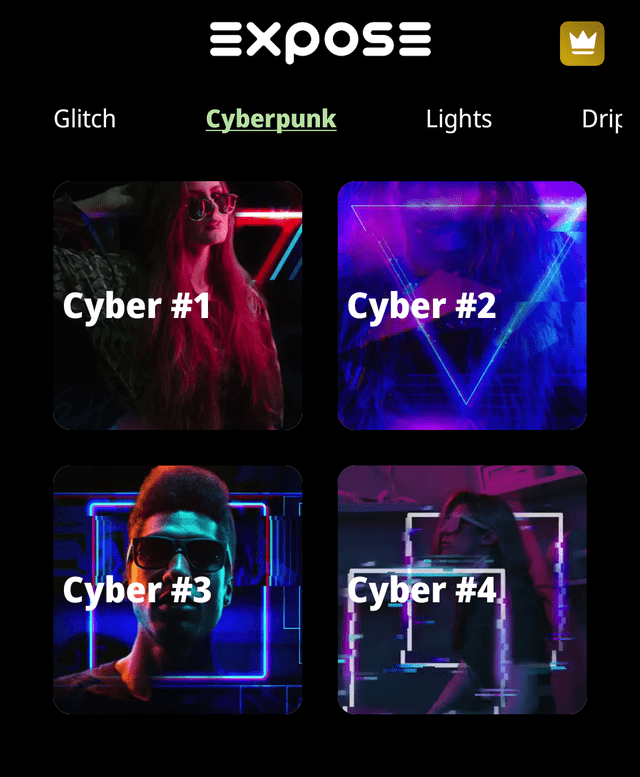 La colección de filtros que ofrece la aplicación. Foto: Expose