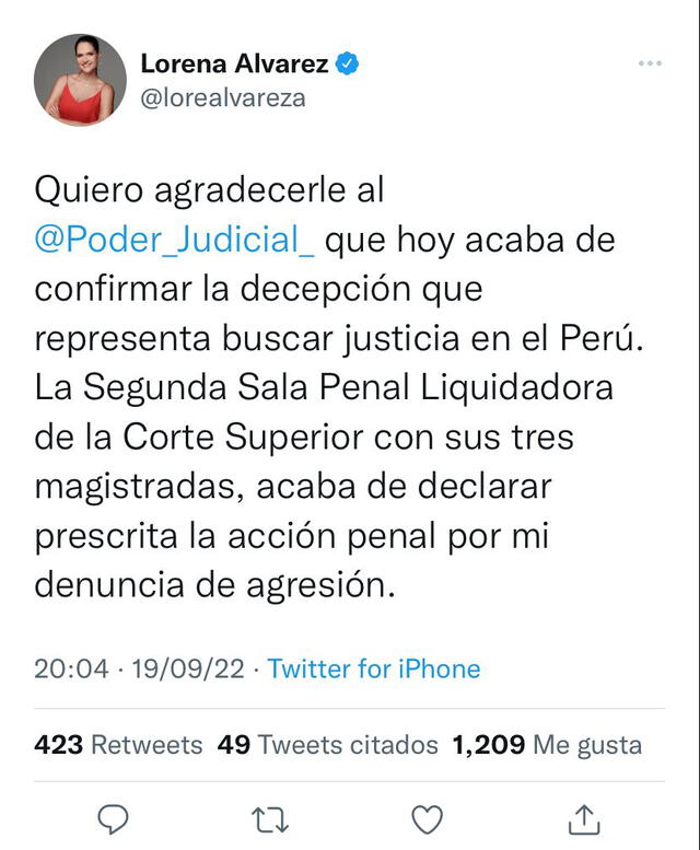 Lorena Álvarez expresa su molestia tras fallo del Poder Judicial