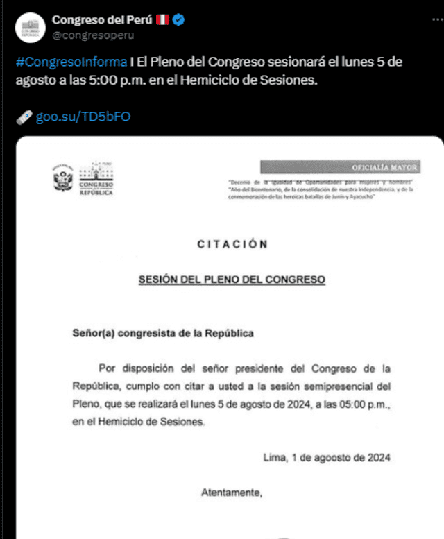 Congresistas fueron convocados para este lunes 05 de agosto para determinar a los integrantes para cada comisión. Foto: Congreso.   