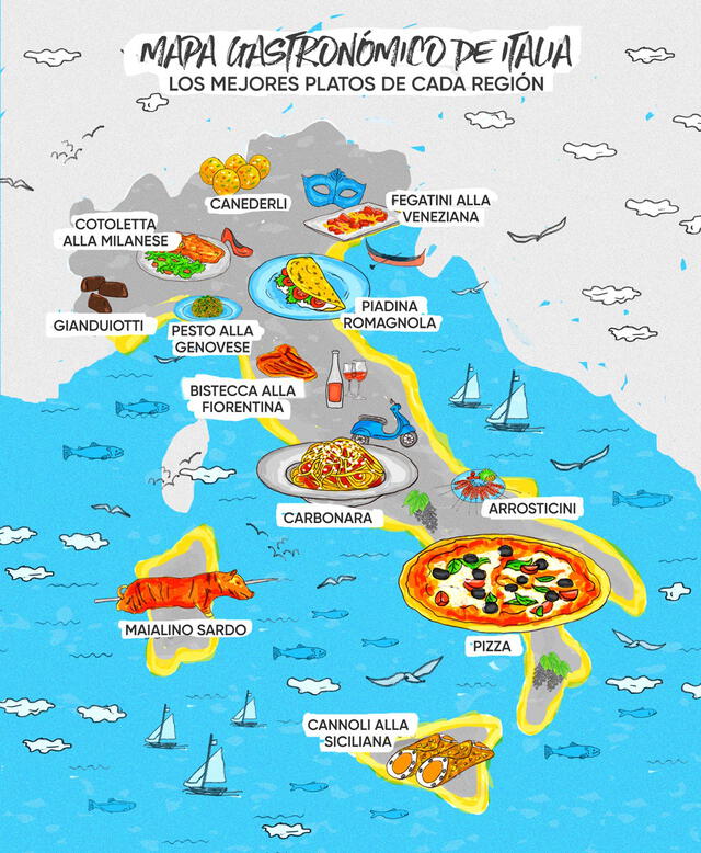 Mapa gastronómico de Italia