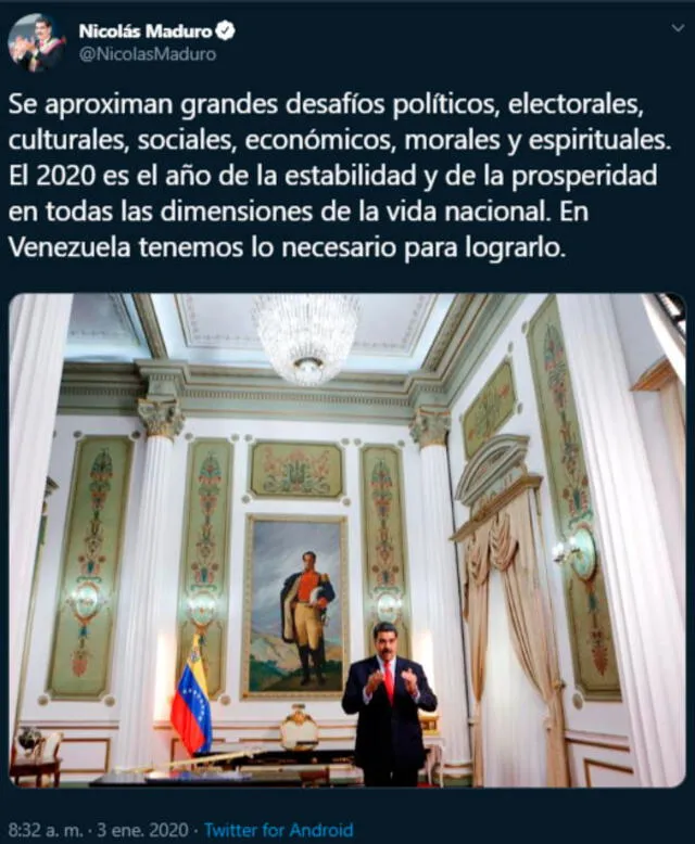 El líder chavista mantiene su optimismo de cara a este 2020. Foto: captura
