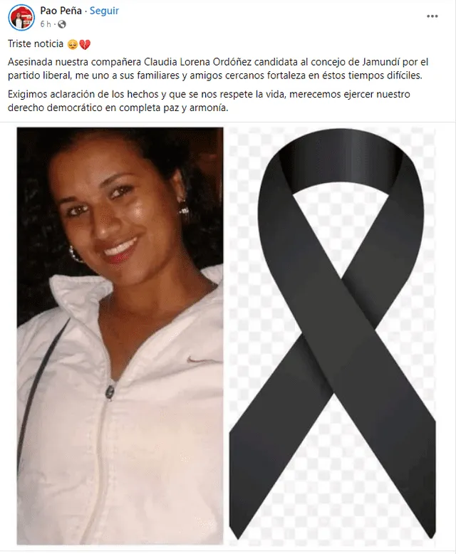 Pao Peña, rival de campaña electoral, expresó su sentir a través de las redes sociales. Foto: @PaoPeña   