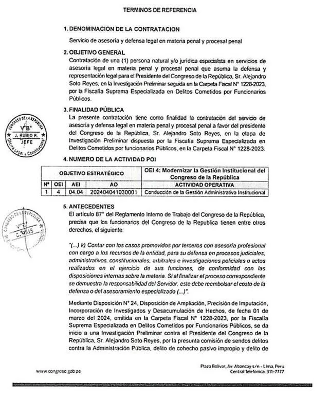 Térmicos de referencia de la contratación. Foto: Seace   