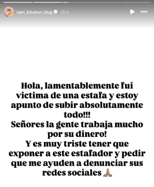 Denuncia de Samahara Lobatón. Foto: Instagram   