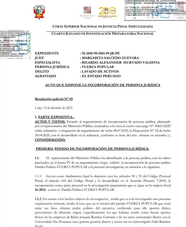 Investigación contra Fuerza Popular por el delito de lavado de activos. Investigación contra Fuerza Popular por el delito de lavado de activos.