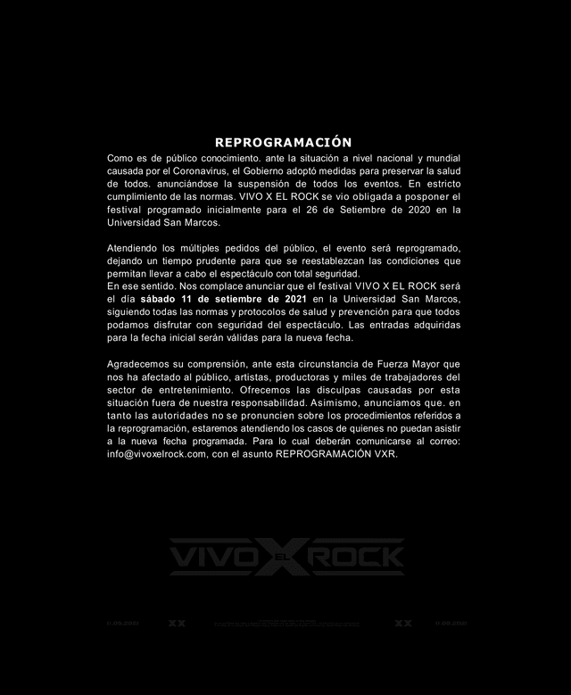 'Vivo x el rock' posterga fecha. Foto: difusión