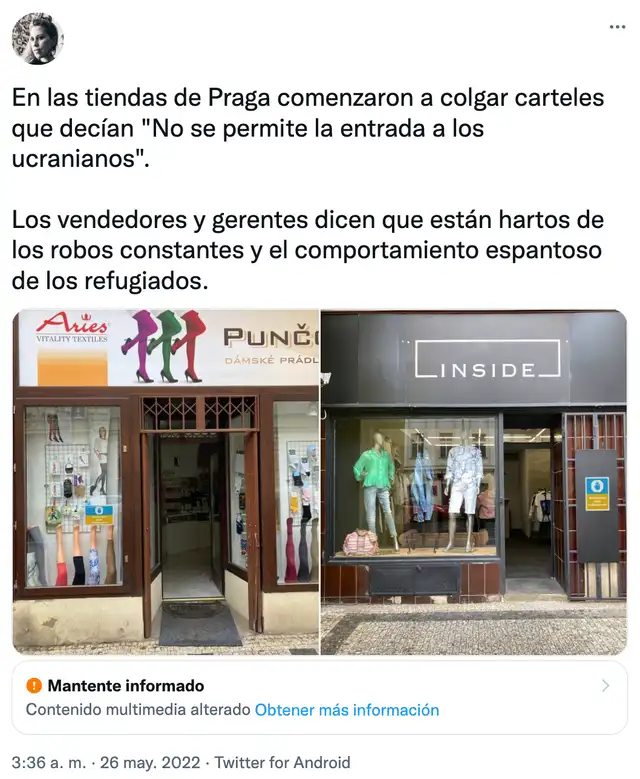 Publicación sobre supuesta prohibición de tiendas en Prada. Fuente: captura/Facebook/Twitter.