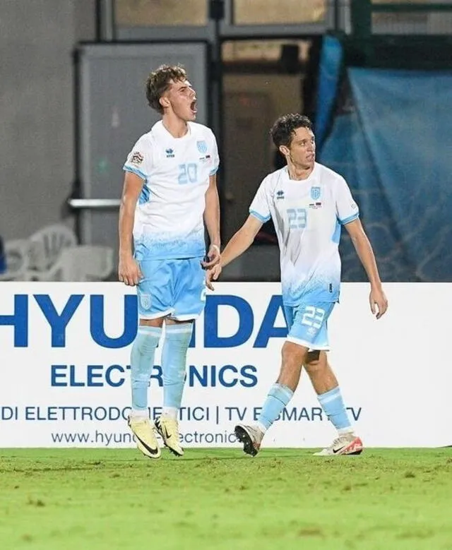  Nicko Sensoli es el autor del histórico gol de San Marino. Foto: @FSGC_official/X   