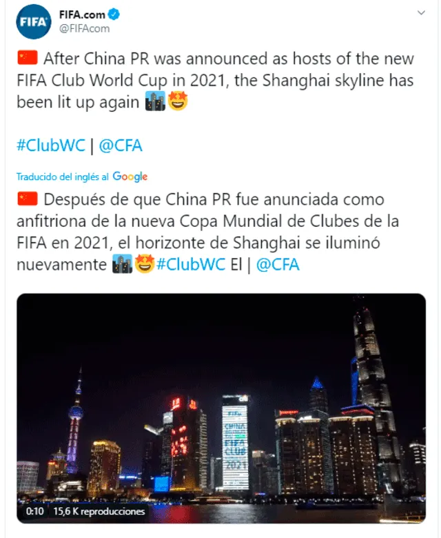 China será la sede del Mundial de Clubes 2021