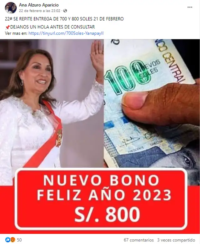  Publicación presenta información falsa. Foto: captura de Facebook   