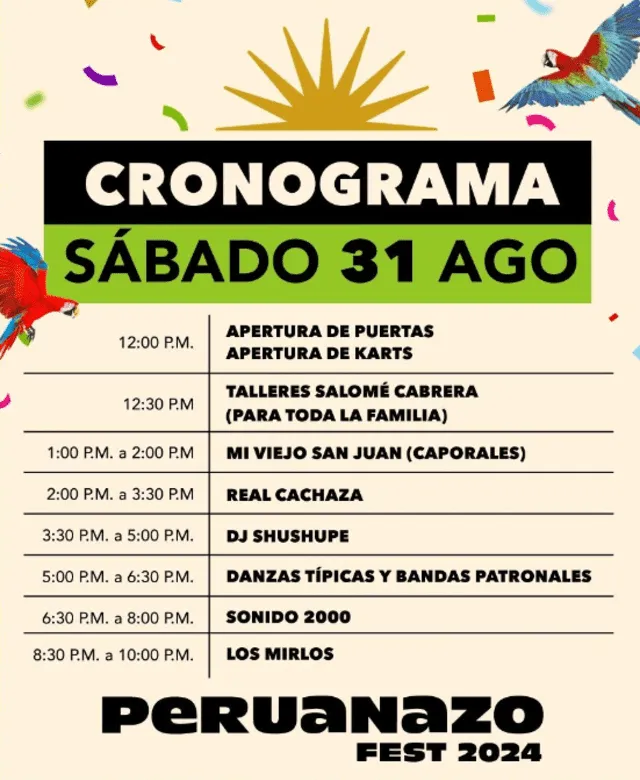 Cronograma del 31 de agosto en 'Peruanazo Fest 2024'. Foto: Instagram   