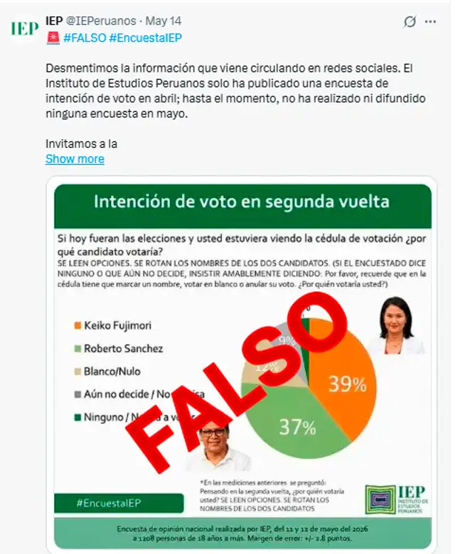 Encuesta IEP intención de voto.