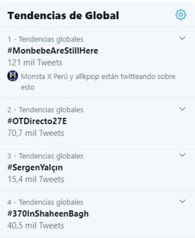 MONBEBE ocupa el primer lugar en las tendencias mundiales con hashtag de apoyo para MONSTA X.