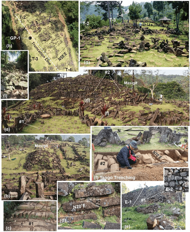  La cima de Gunung Padang posee bloques de piedra colocados deliberadamente. Foto: Archaeological Prospection   