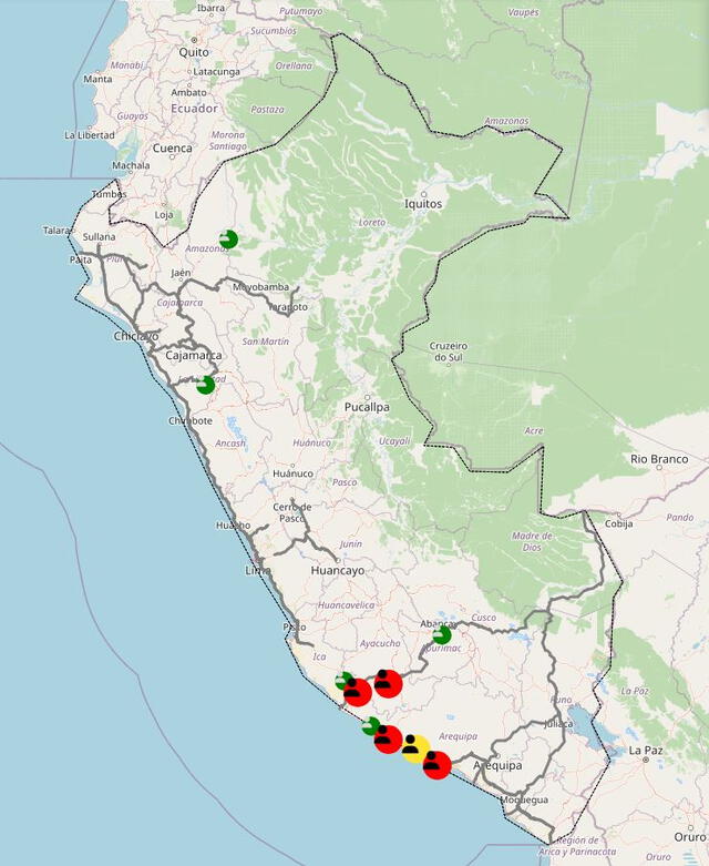 Paro de mineros bloquea la Panamericana Sur y otras carreteras en Perú. Foto: Sutran.   