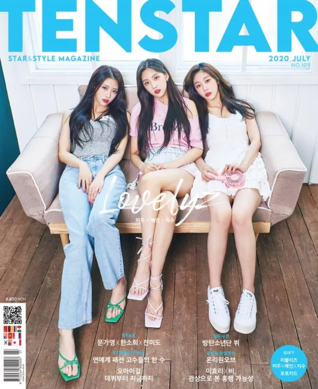 Mijoo, Jisoo y Yein de LOVELYZ en la portada de julio de la revista TenStar. Crédito: IG Ten Asia