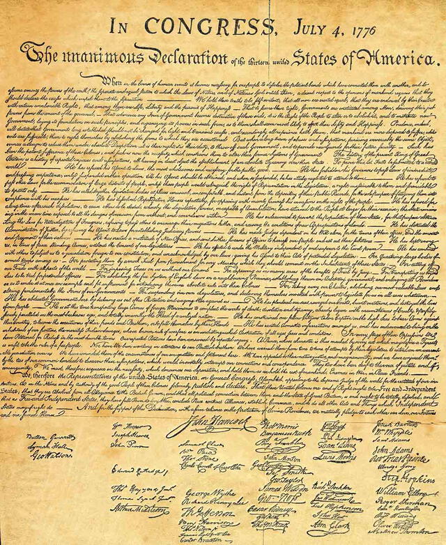 Documento de la declaración de la independencia de los Estados Unidos. (Foto: AKG)