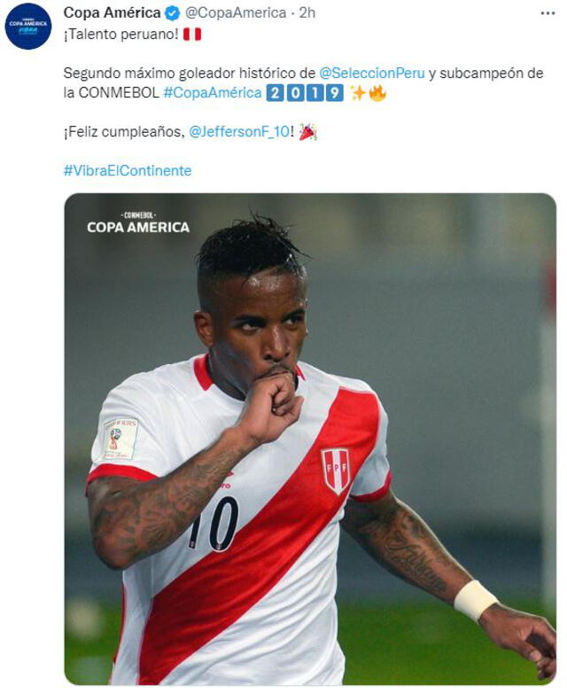 Saludos a Jefferson Farfán. Foto: Copa América