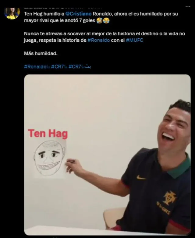  Tuit sobre Cristiano Ronaldo. Foto: captura de Twitter    