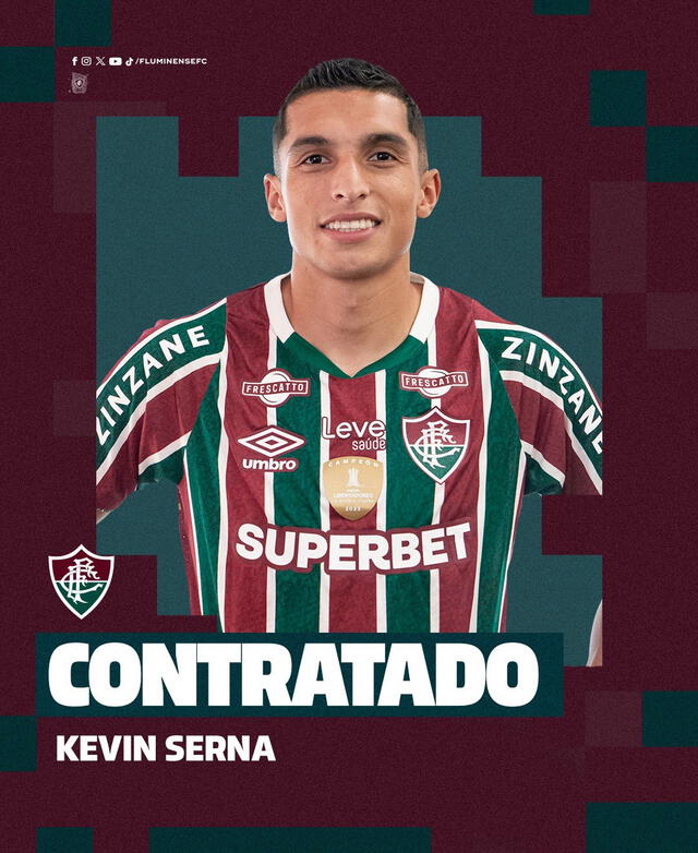  Kevin Serna fue oficializado por Fluminense. Foto: Fluminense/X   