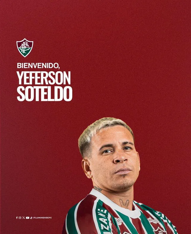 Así lo presentaron a Soteldo. Foto: Fluminense Así lo presentaron a Soteldo. Foto: Fluminense