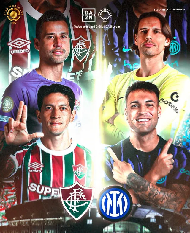 Fluminense, segundo del Grupo F, enfrentará a Inter de Milán, primero del Grupo E. Foto: X/ FluminenseFC   