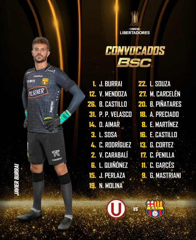 Convocados de Barcelona SC para el partido de vuelta.