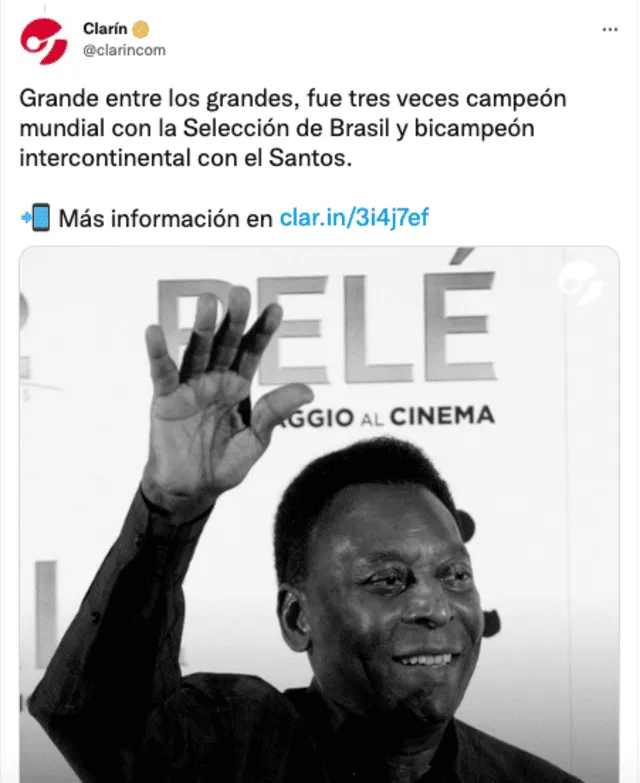 Portada del Clarín tras la muerte de Pelé. Foto: Twitter