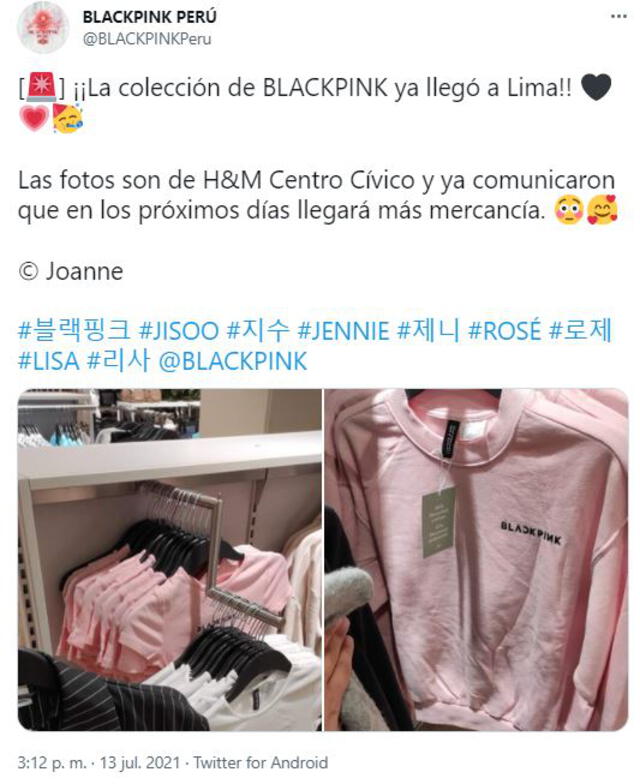 Fans difunden avisos sobre la colección de BLACKPINK. Foto: BLACKPINK Perú en Twitter Fans difunden avisos sobre la colección de BLACKPINK. Foto: BLACKPINK Perú en Twitter