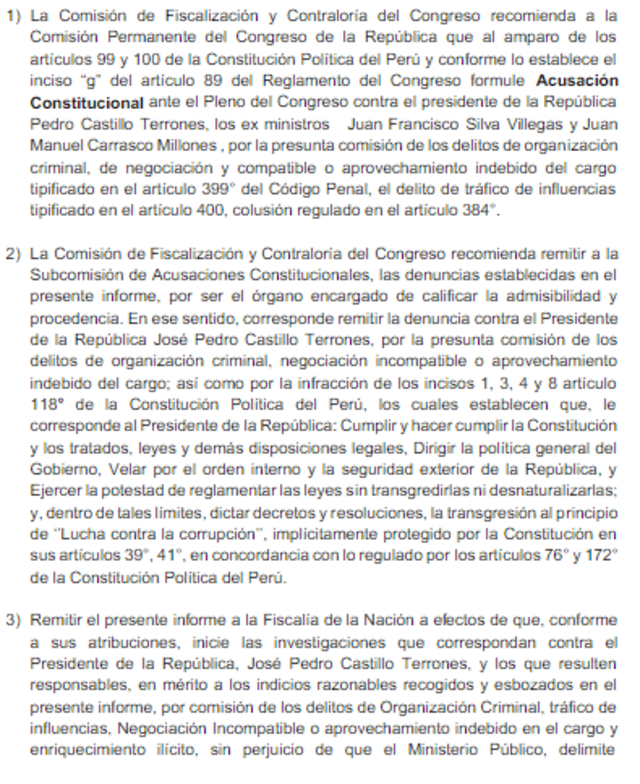 Comisión de Fiscalización recomienda remitir el informe a la SAC. Foto: documento