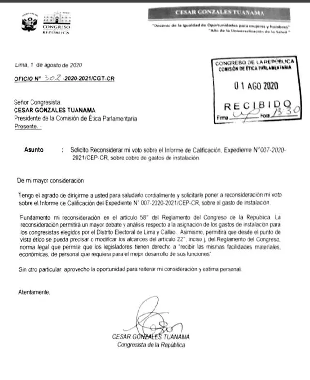 Documento autoenviado por César Gonzales.