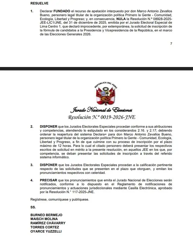  JNE dispone que se aperture por 12 horas la plataforma Declara+ para que Primero La Gente inscriba sus listas. Foto: difusión   