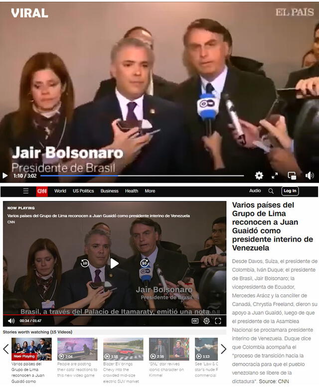 Imágenes de viral (arriba) y de CNN (abajo). Foto: composición.