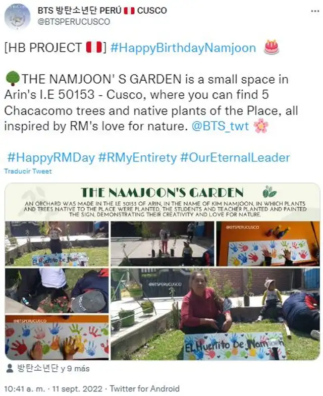 Proyecto en Perú por el cumpleaños de RM. Foto: BTS Perú Cusco