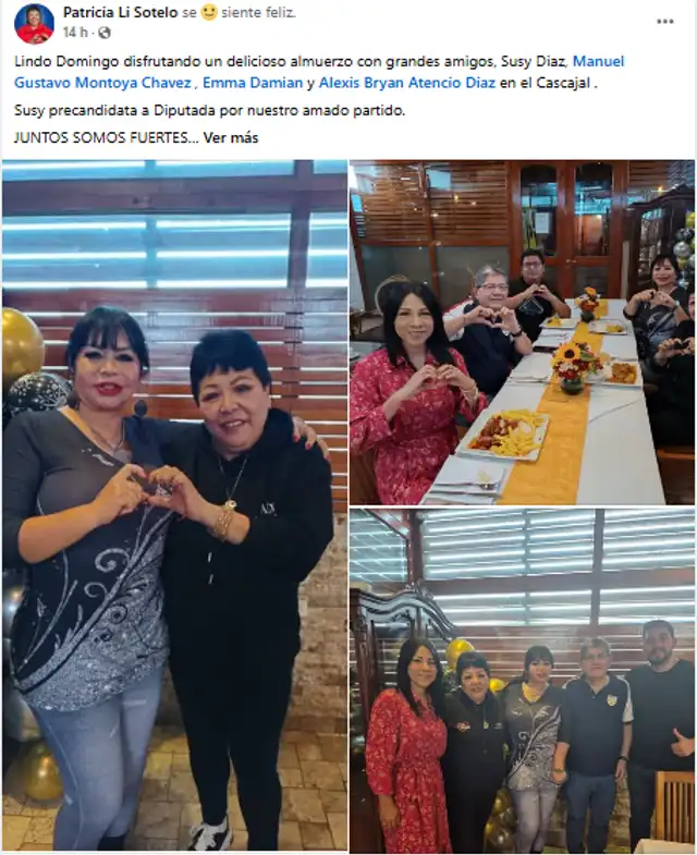 Patricia Li, presidenta de Somos Perú, anunció la precandidatura de Susy Díaz como diputada al Congreso. Patricia Li, presidenta de Somos Perú, anunció la precandidatura de Susy Díaz como diputada al Congreso.
