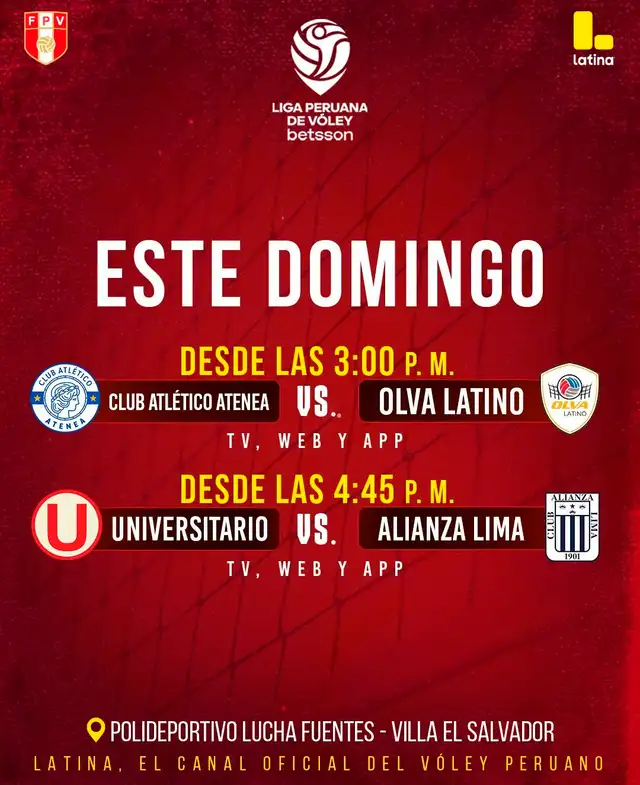  Partidos del domingo 1 de marzo en la Liga Peruana de Vóley. Foto: Latina   