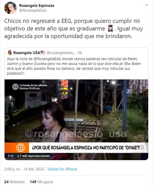 Rosángela Espinoza toma radical decisión tras ser suspendida en "EEG"