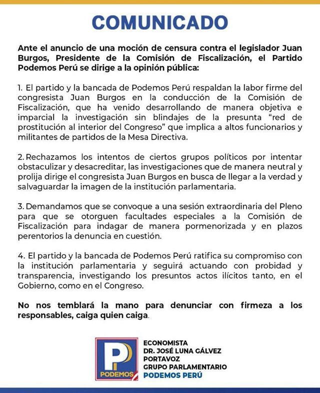 Comunicado de Podemos Perú 