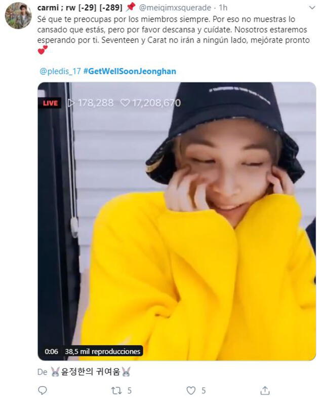 CARAT muestra su apoyo a Jeonghan de SEVENTEEN.