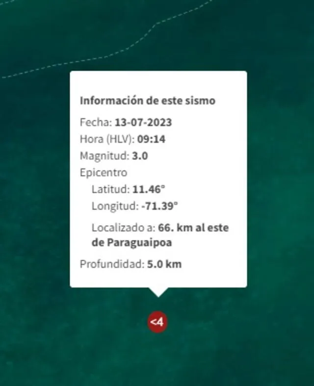 Último temblor registrado en Venezuela. Foto: Funvisis    