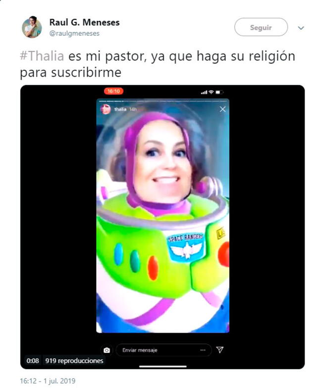Thalía usa filtro de Toy Story y causa furor en redes sociales [VIDEO]