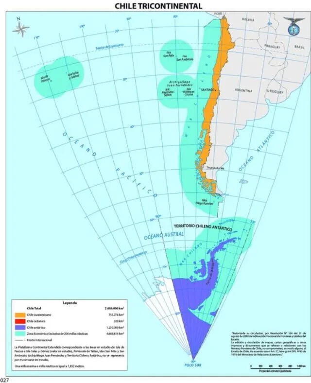  Mapa de Chile tricontinental. Foto: Gobierno de Chile<br>    