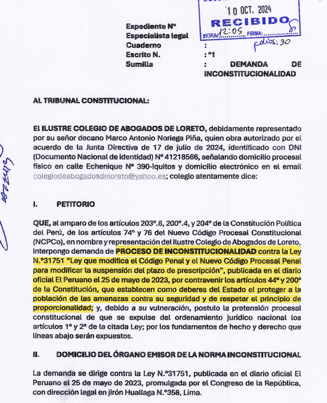 Demanda de inconstitucionalidad contra la Ley Soto.   