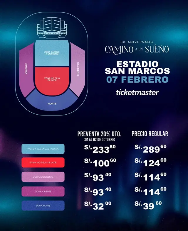  Precios entradas Corazón Serrano en San Marcos 2026. Foto: Ticketmaster    