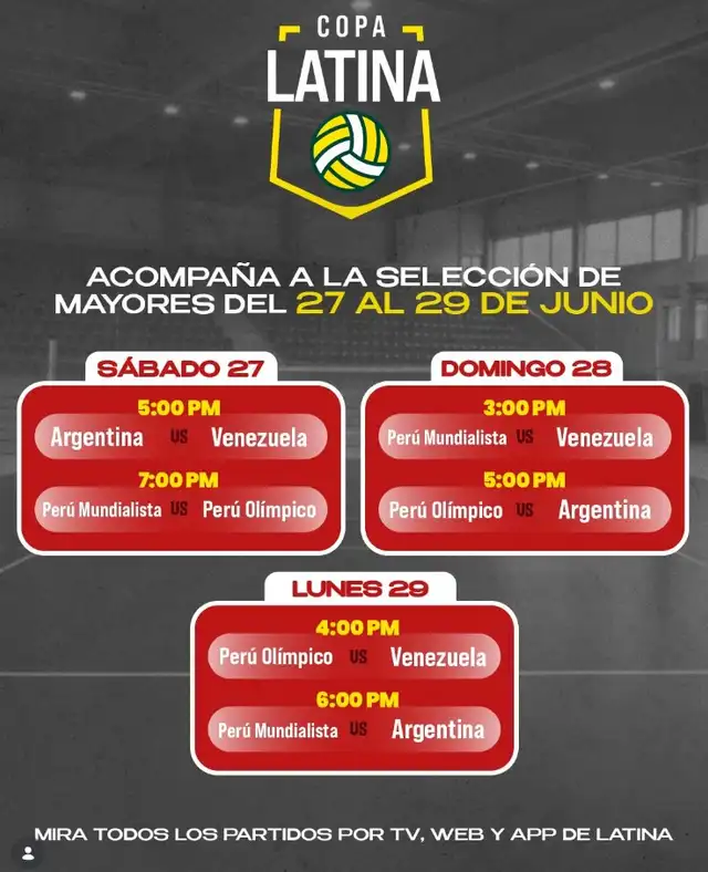 Programación de la Copa Latina de Vóley. Foto: Latina TV  