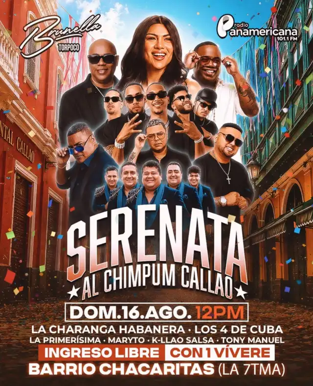 El nuevo sencillo de Brunella Torpoco se presentará oficialmente el domingo 16 de agosto durante la Gran Serenata al Chimpum Callao, un evento que promete reunir a varios artistas internacionales y nacionales. El nuevo sencillo de Brunella Torpoco se presentará oficialmente el domingo 16 de agosto durante la Gran Serenata al Chimpum Callao, un evento que promete reunir a varios artistas internacionales y nacionales.
