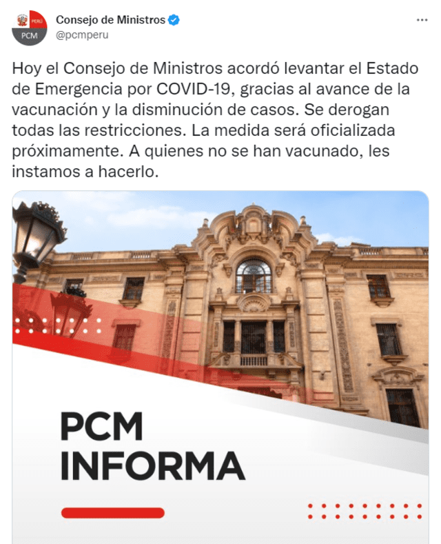 Comunicado de PCM.